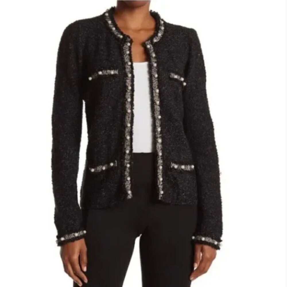 Love Token Pearl Cardigan size Small wool blend metallic
